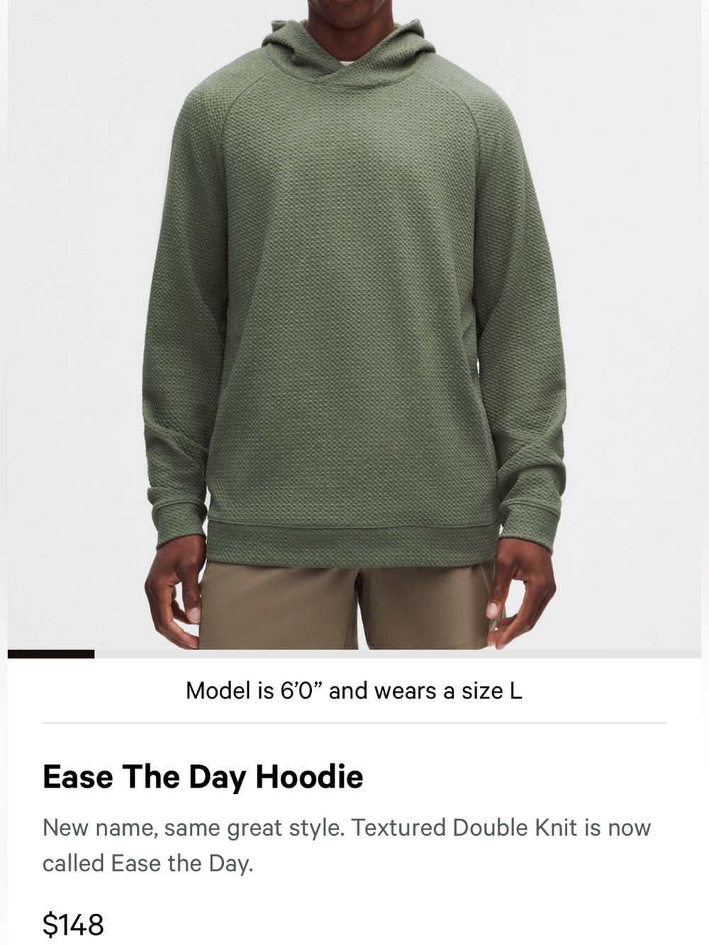 lululemon athletica Men's Quilted Olive Green Hoodie